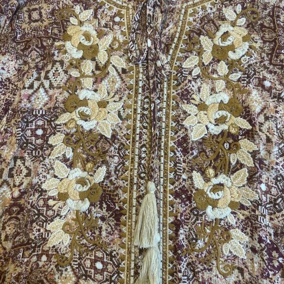 NWT Savanna Jane Medium Brown Andree Embroidered Top Pullover Boho Tunic Shirt - Picture 5 of 11